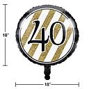 Globo 18" Edades 40 Negro Rayas Blancas