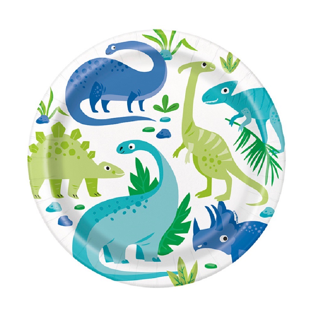 Plato 9" Blue & Green Dinosaurio C/8