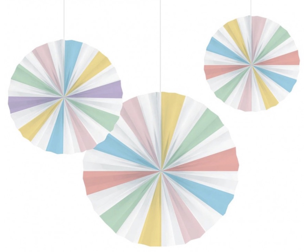 Abanicos De Papel Pastel Celebrations C/3