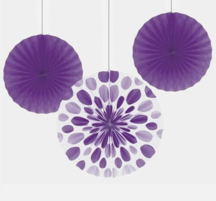 Abanicos De Papel Amethyst C/3