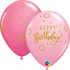 Globo 12" Bday Puntos y Chispas Rosa C/1
