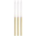 Velas Largas Dorado / Blanco C/12