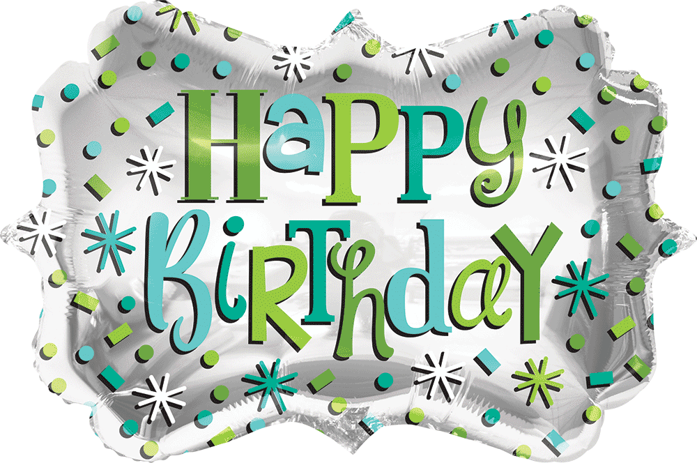 Globo 28" Bday Confetti en Marco C/1