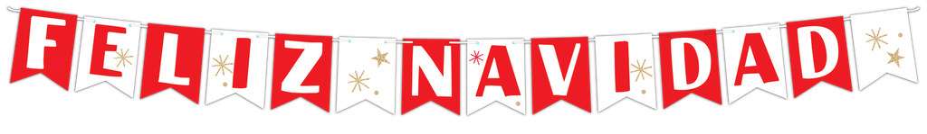 Banderin Feliz Navidad Blanco y Rojo c/1