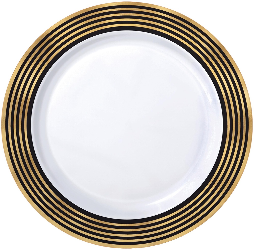 Plato 10" Plastico Gold Stripes C/20