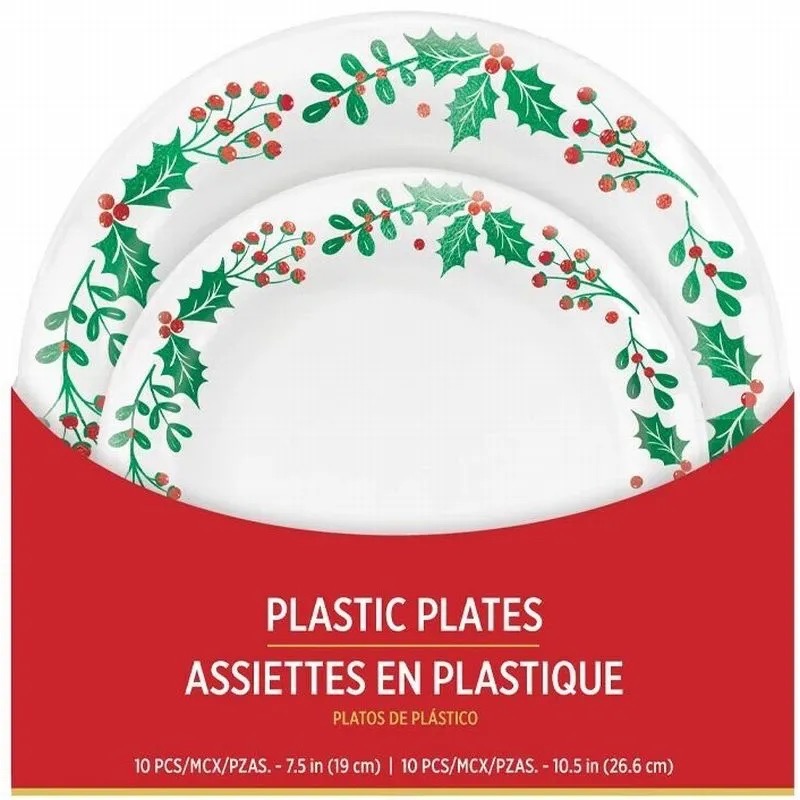 Plato 7" y 10" Plastico Muerdago C/20