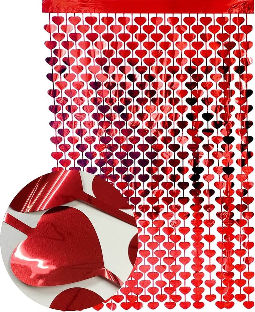 Cortina Corazones Rojo C/1