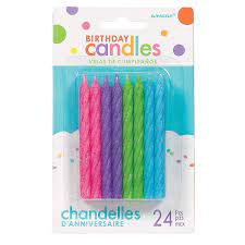 Vela Espiral Glitter Pastel Colores C/24