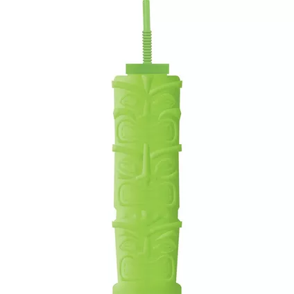 Vaso Con Popote Verde Tiki C/1