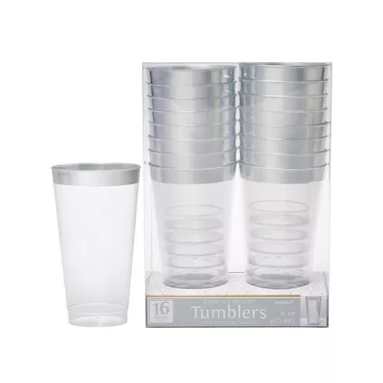 Vaso Plastico Plata 16oz C/16
