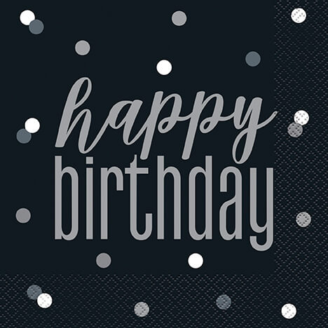 Servilleta G Happy Birthday Black & Grey C/16