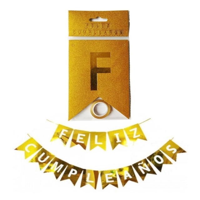 Banderin Feliz Cumpleaños Oro C/1