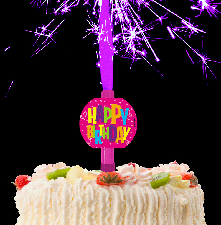 Vela Chispeante Happy Birthday Rosa C/1