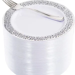 Plato Plastico Rigido Plateado C/20