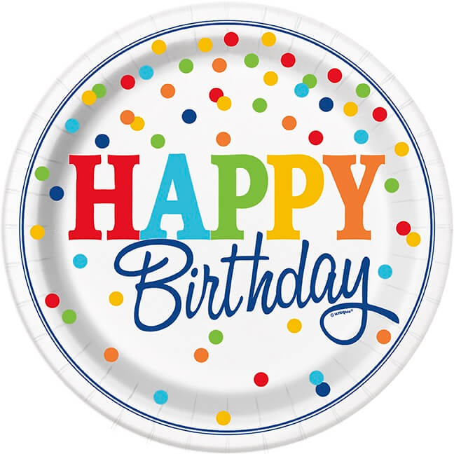 Plato 9" Rainbow Polka Dots C/8