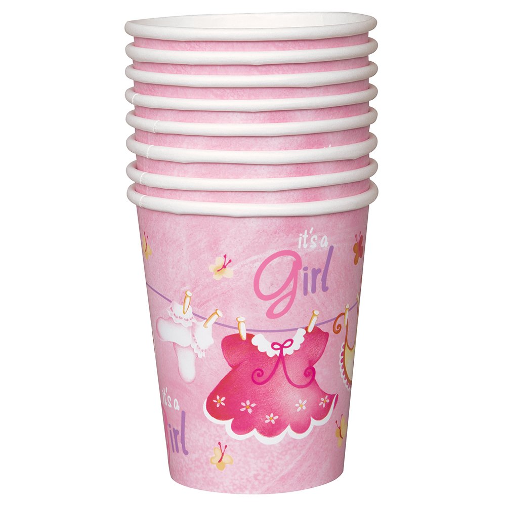 Vaso 9oz Pink Clothesline Baby Shower C/8