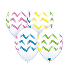 Globo 12" Blanco Rayas Chevron  C/1