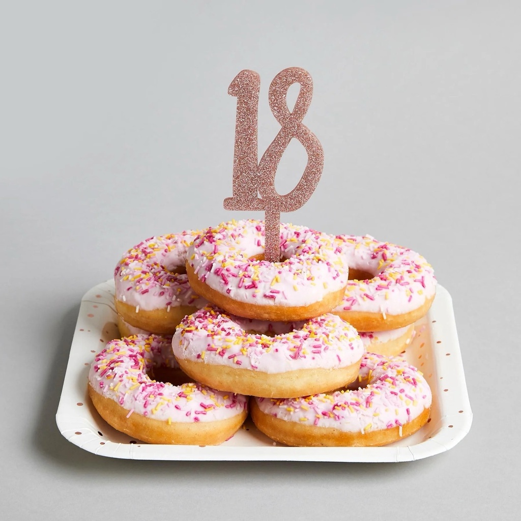 Cake Topper 18 Glitter Rose Gold C/18