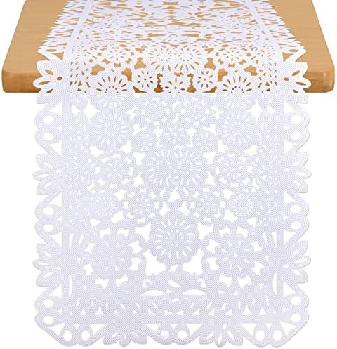 Mantel Tela Papel Picado Blanco C/1
