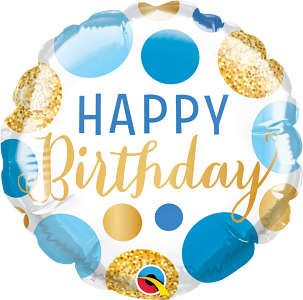 Globo 4" Birthday Puntos Oro y Azul C/1