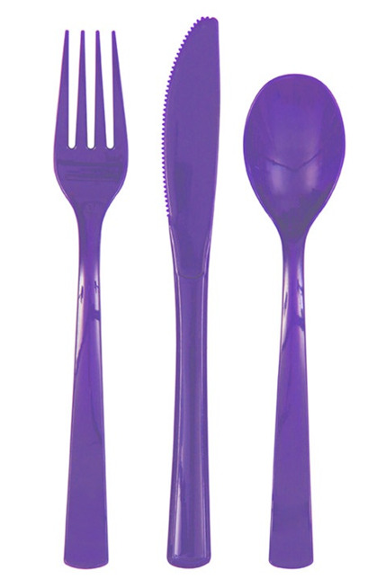 Juego De Cubiertos Morado Oscuro C/18