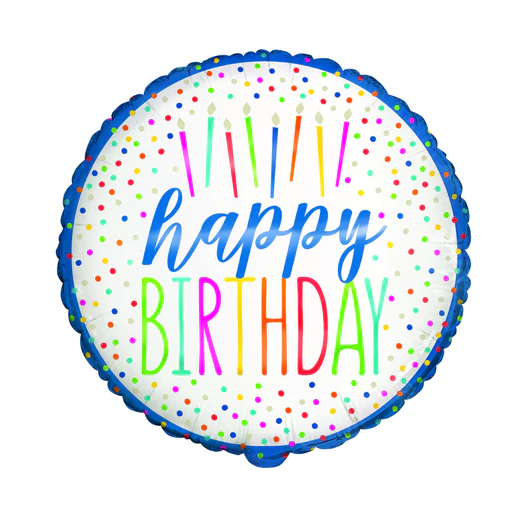 Globo 18" Happy Birthday Velas Y Confetti C/1