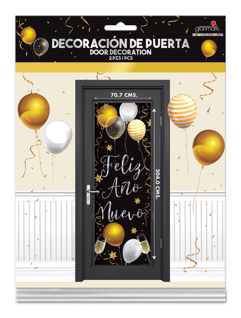 Decoracion De Puerta Año Nuevo Dorado C/1