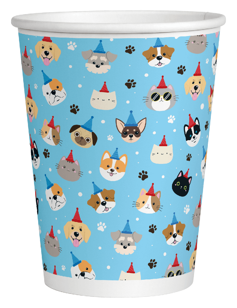 Vaso 9oz Happy B-Day Pet C/8