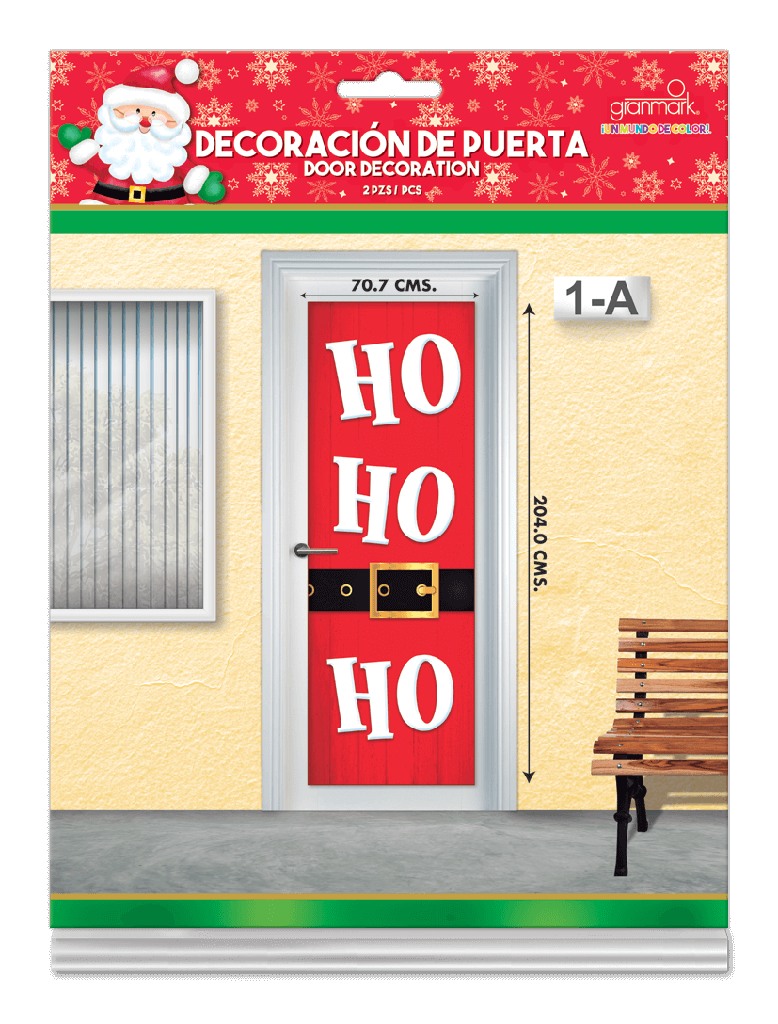 Decoracion De Puerta HoHoHo C/1