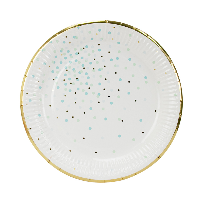 Plato 9" Puntos Azules C/8