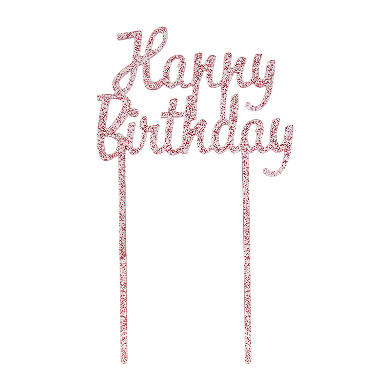 Topper Para Pastel Happy Birthday Rosa C/1