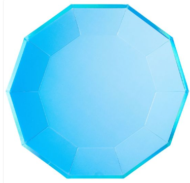 Plato Hexagonal Degradado Azul C/8