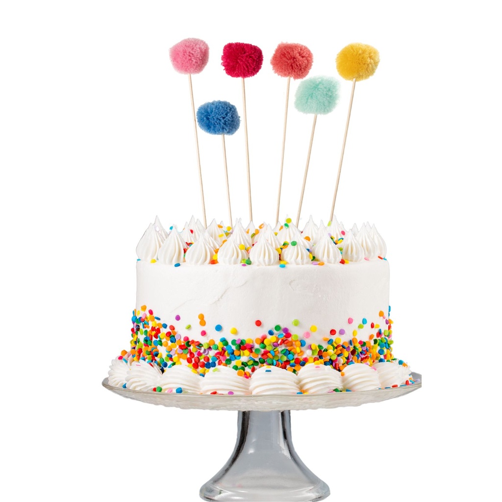 Topper Para Pastel Pompoms  C/1