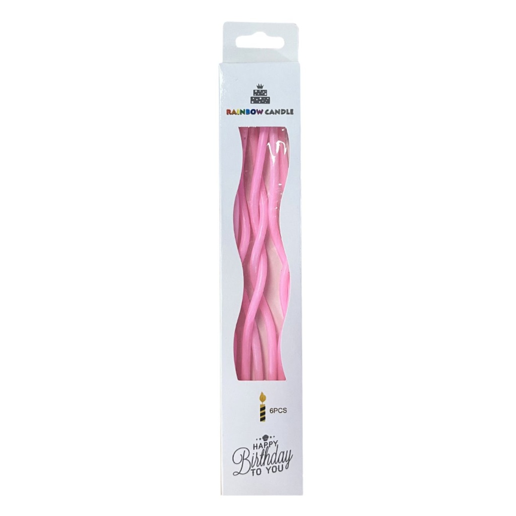 Velas Curvas Rosa C/6