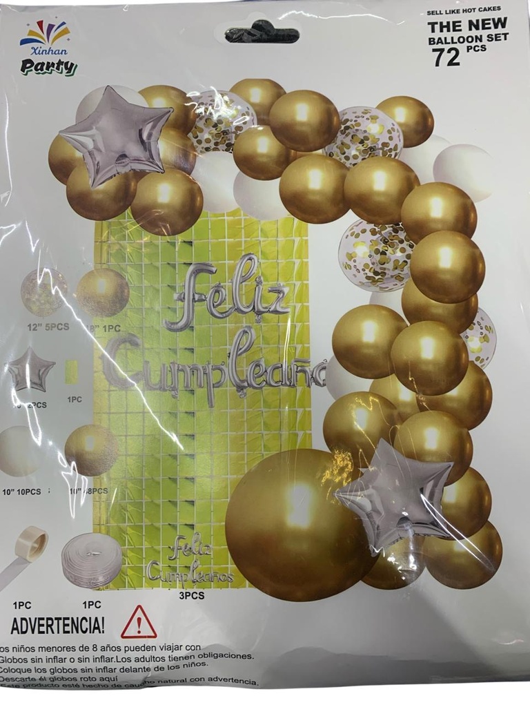 Kit Arco/Letrero Dorado C/72