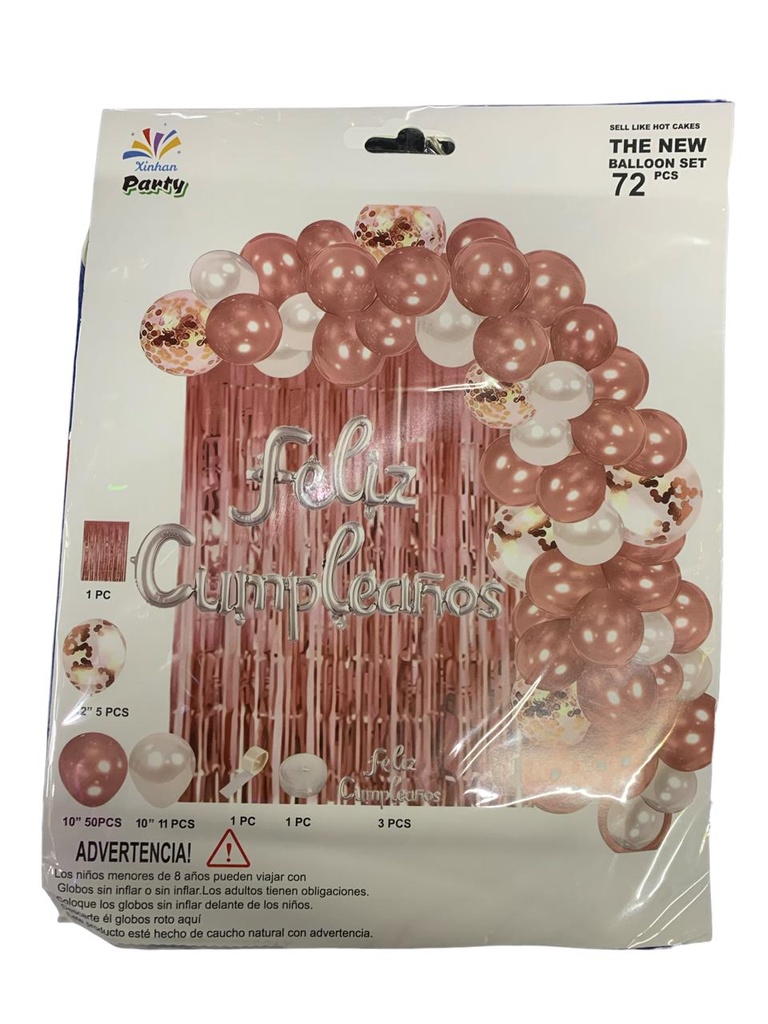 Kit Arco/Letrero Oro Rosa C/72