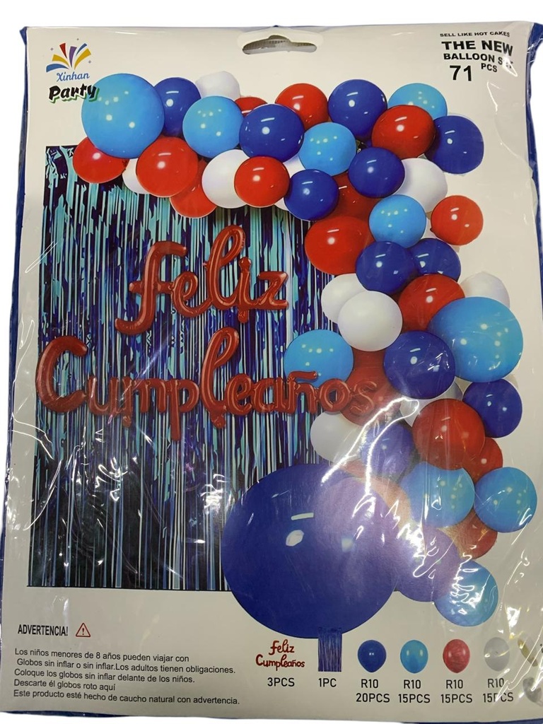 Kit Arco/Letrero Azul Y Rojo C/72