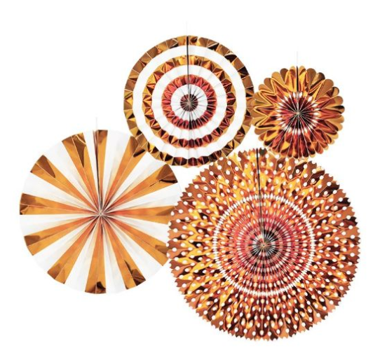 Abanicos De Papel Rose Gold C/4