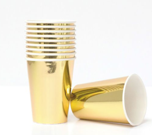 Vaso 9oz Foil Dorado C/8