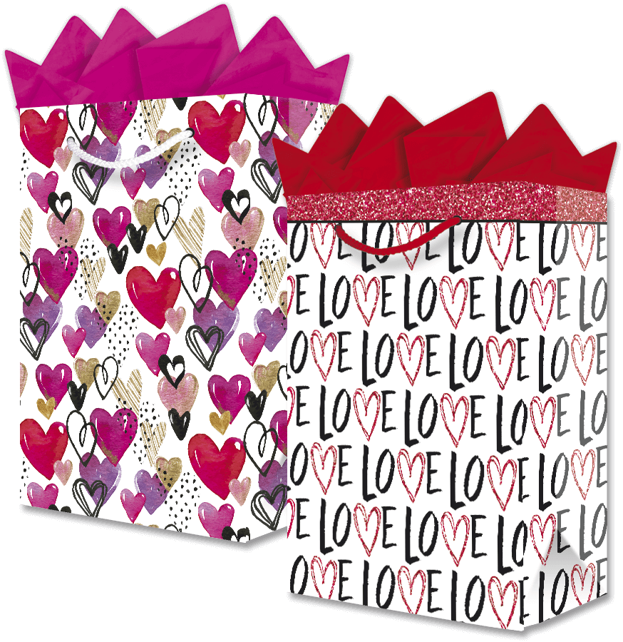 Bolsa para Regalo Mediana Corazones Acuarelas C/1