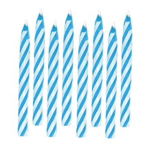 Velas Rayas Caramelo Azul C/24