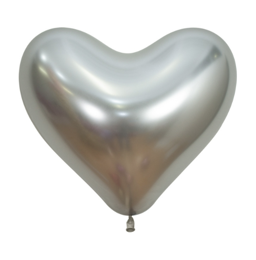 Globo 14" Corazon Reflex Plata C/1