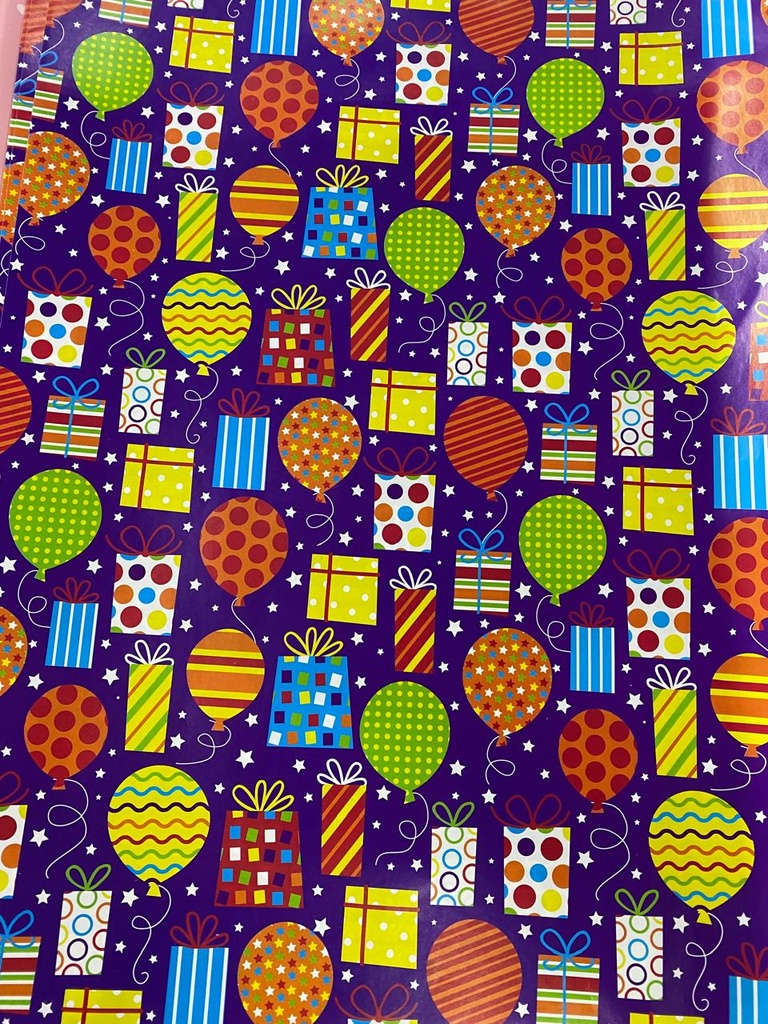 Papel de Envoltura Regalos Y Globos C/1