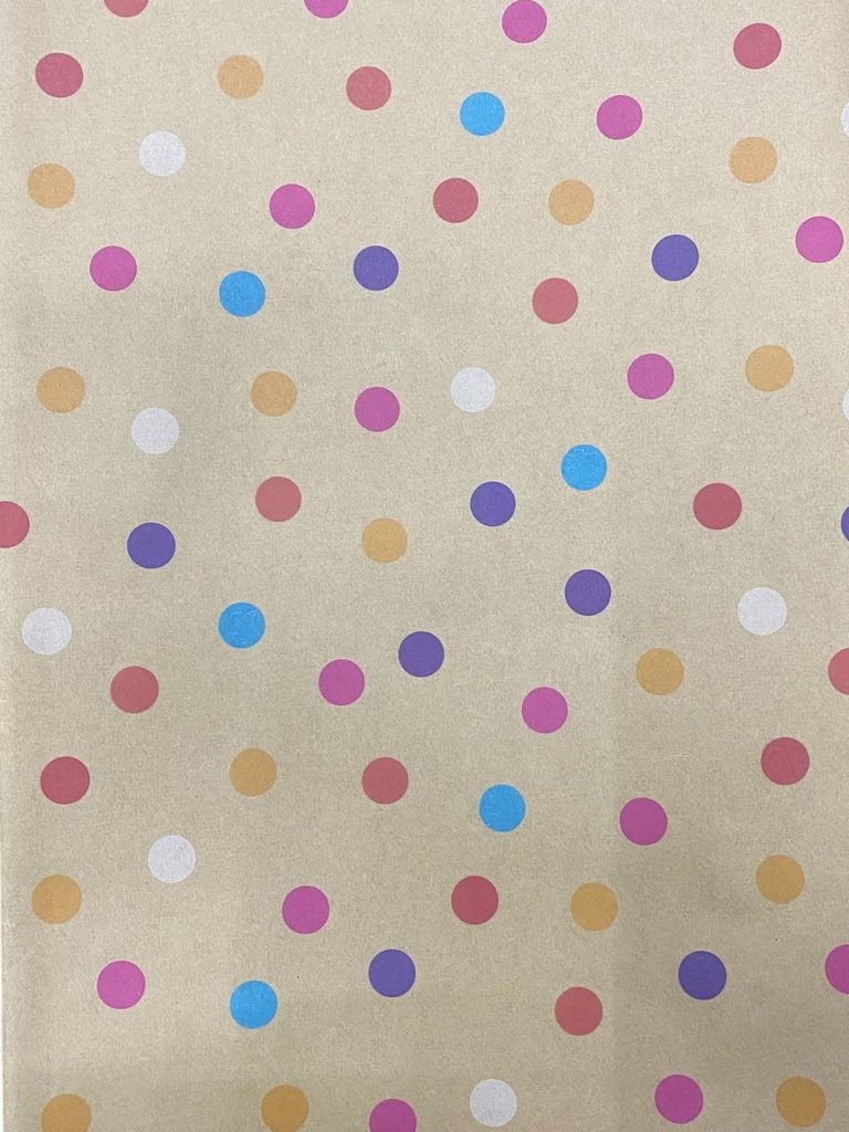Papel de envoltura Polka Dots kraft C/1
