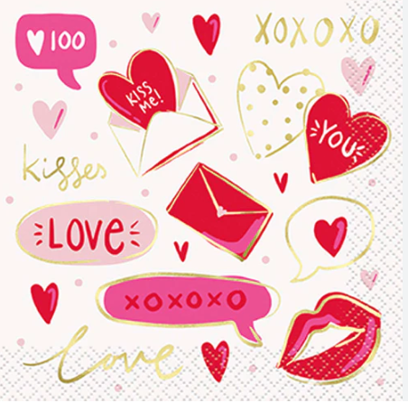 Servilleta Ch Red and Pink Valentine C/16