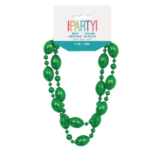 Kickoff Football Green Beaded Necklace C/1