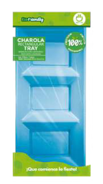 Charola Rectangular Con Division Azul Caribe C/3