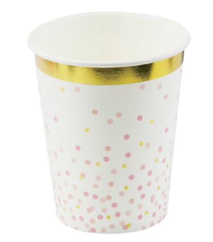 Vaso 9oz Puntos Rosas Foil C/8