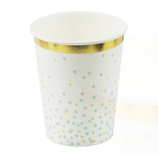 Vaso 9oz Puntos Azules Foil C/8