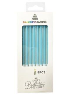 Velas Azul Con Base C/8